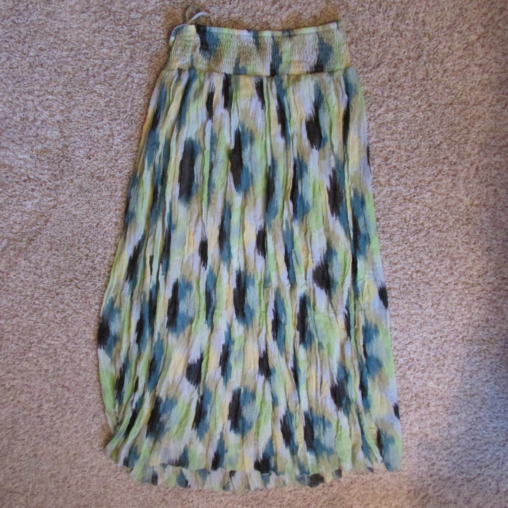 Nwot Venus Small Green Black Yellow Chiffon Maxi Soft Flowing Skirt Lined